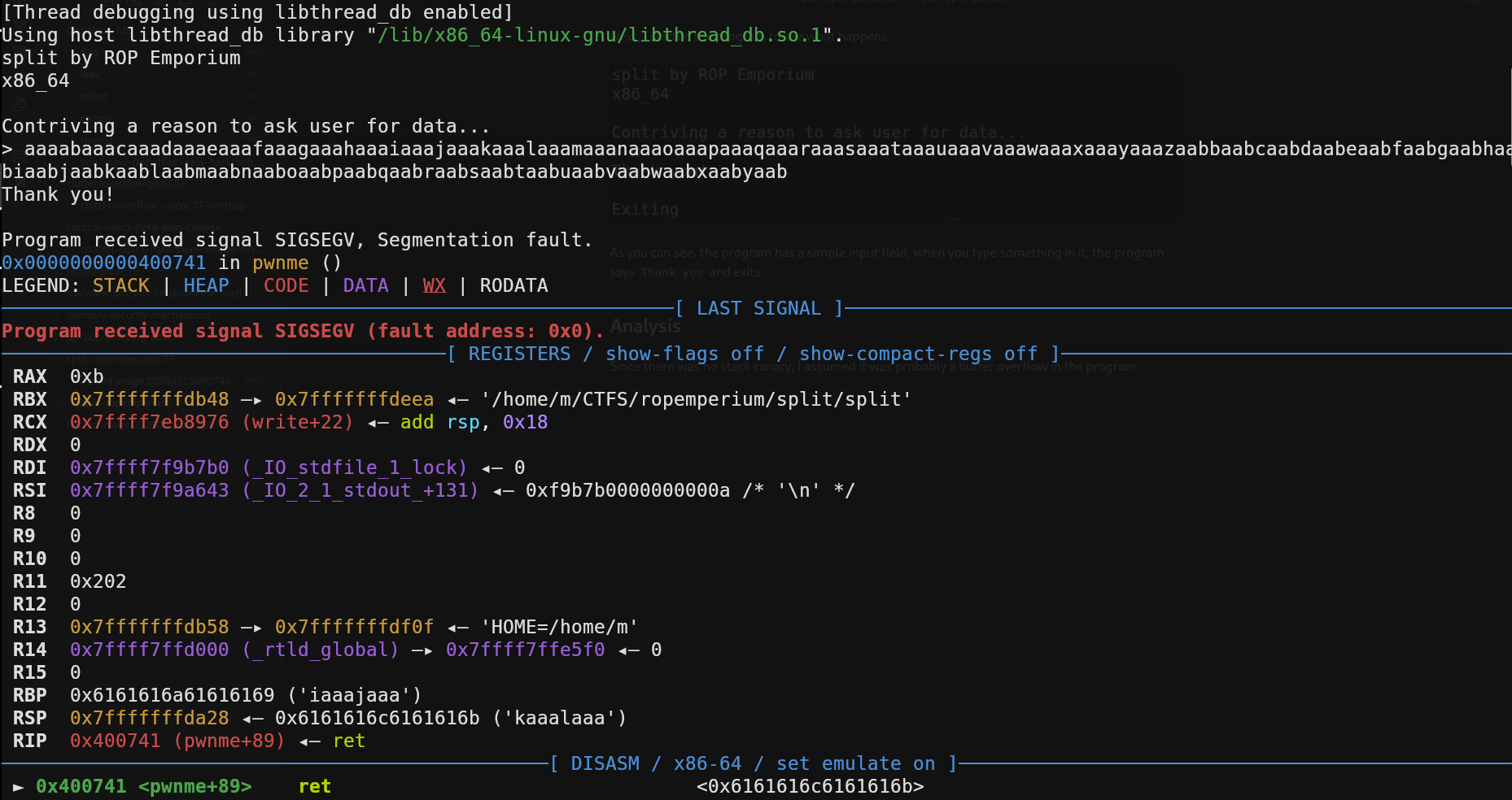cyclic overflow segfault